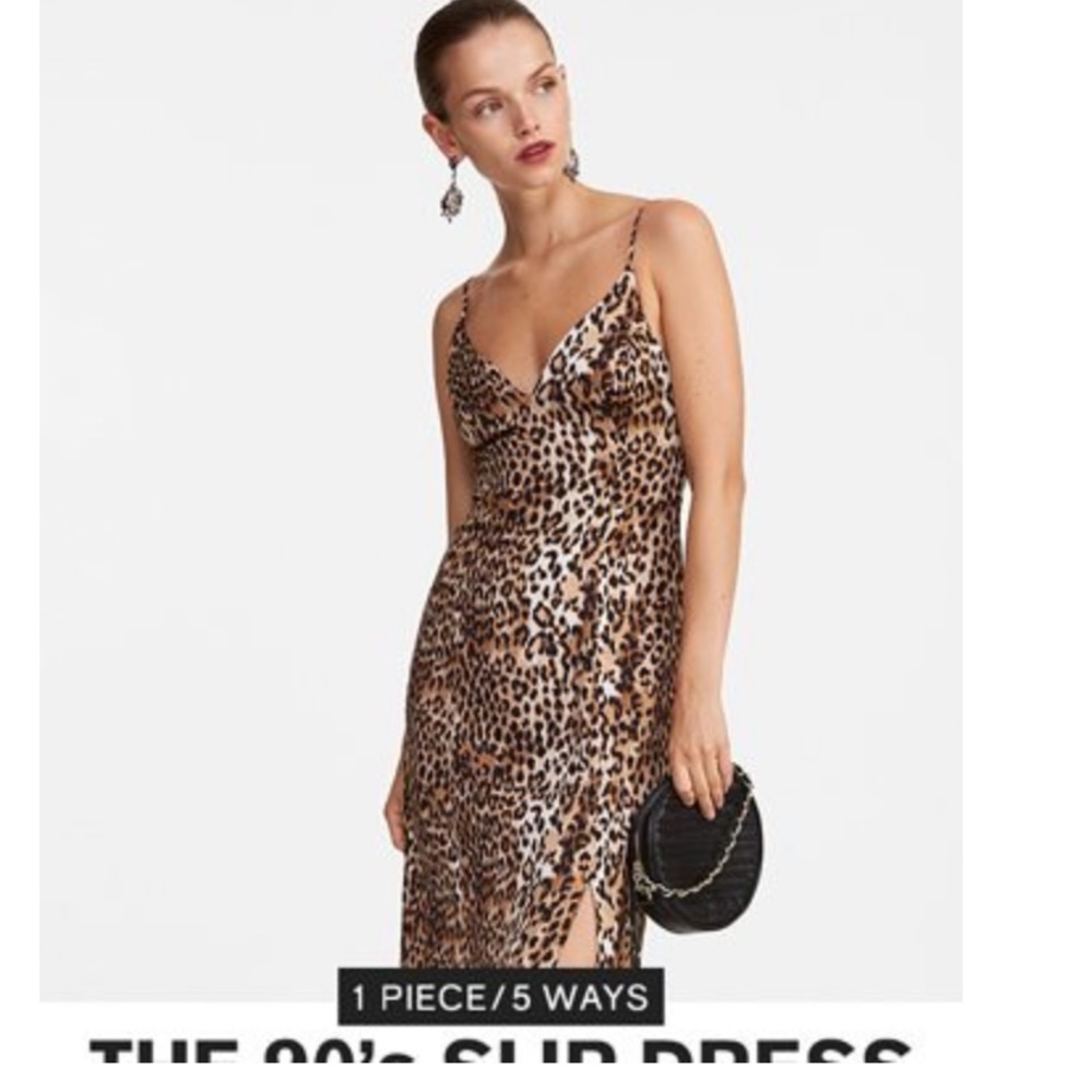 NWT Express Leopard Slip Dress - size medium
